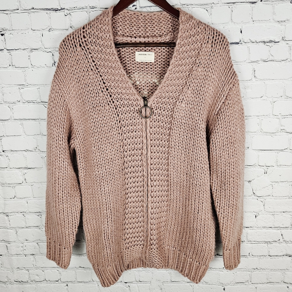 Jackson Rowe Blush Pink Chunky Knit Zip Cardigan